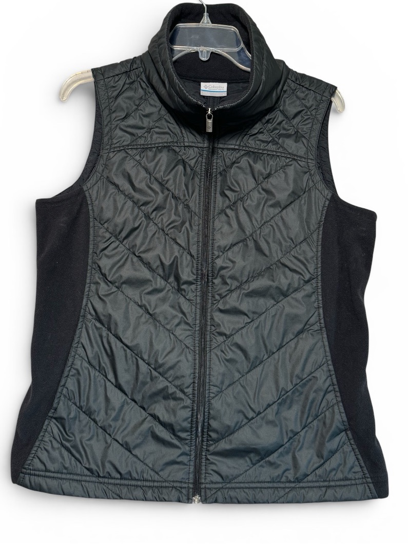 Columbia Black "Mix It Around" Hybrid Quilted Fleece Vest Women Size L